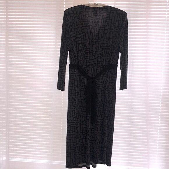 Motherhood Maternity M Jersey V-Neck Pleated Tie Back Long Sl MIDI Dress - Picture 2 of 12